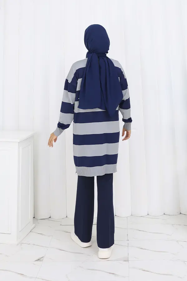 Striped Long Mercerized Cardigan-detail