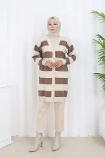 Striped Long Mercerized Cardigan