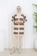 Striped Long Mercerized Cardigan