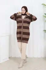 Striped Long Mercerized Cardigan