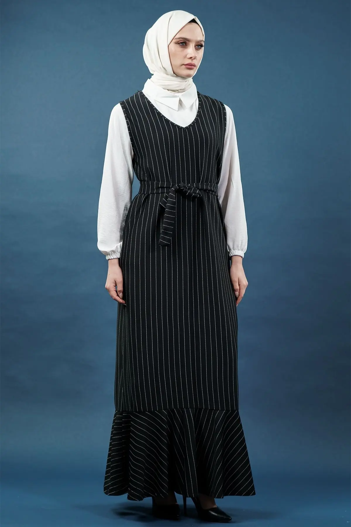 Striped Shirted Gilet Dress