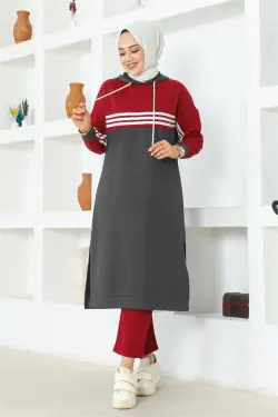 Striped Slit Sports Suit