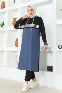 Striped Slit Sports Suit