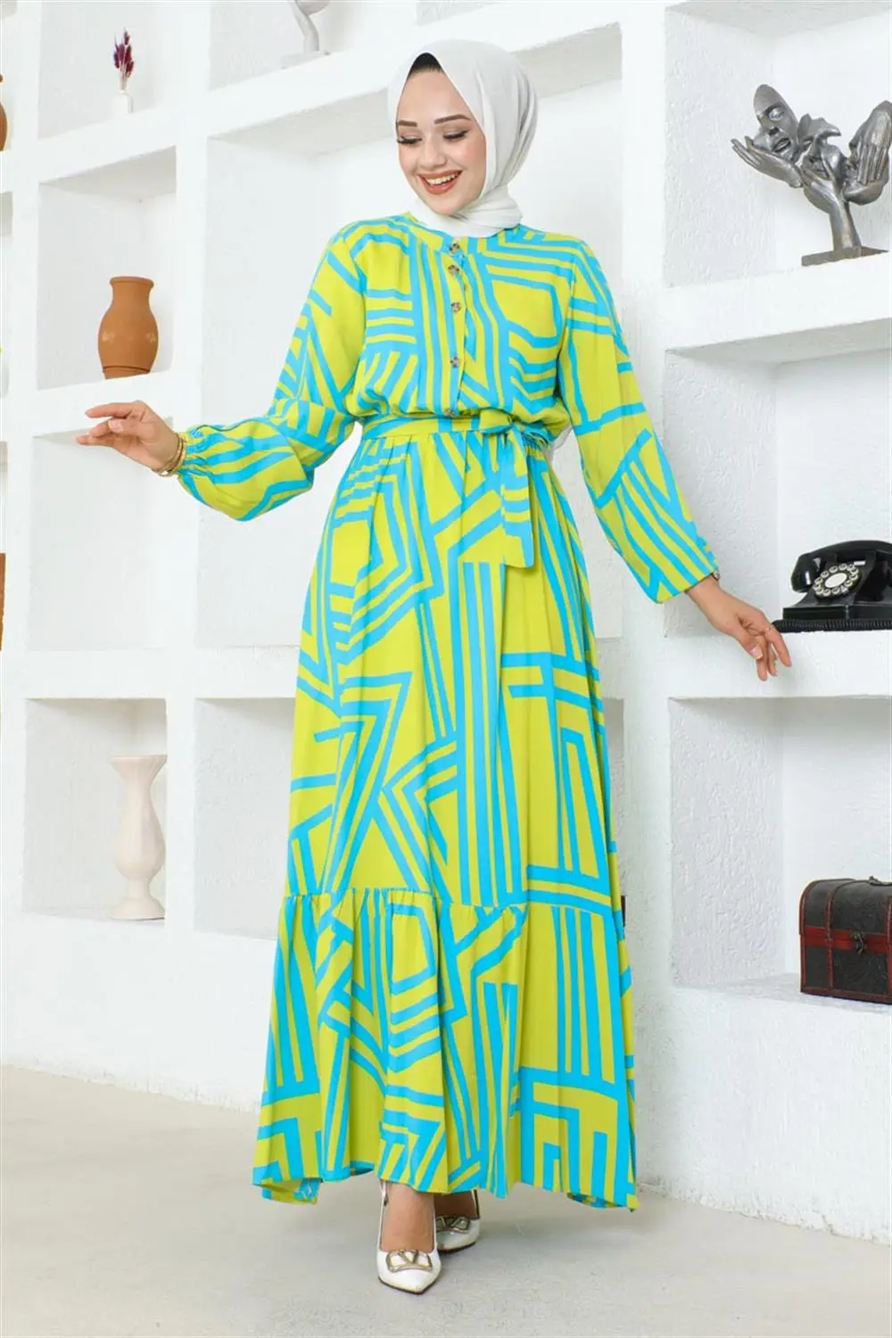 Striped Viscose Dress-detail