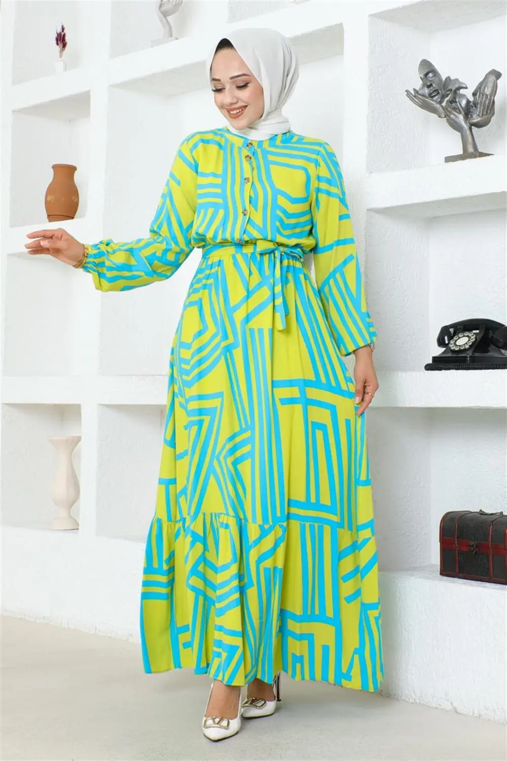 Striped Viscose Dress-detail