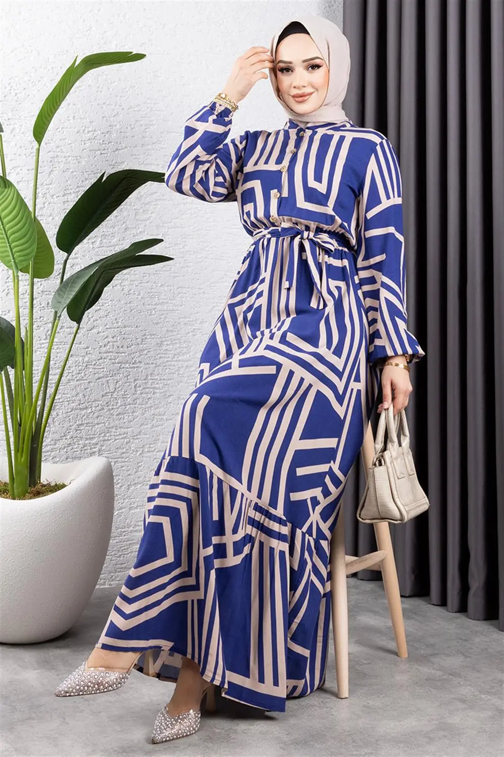 Striped Viscose Dress-detail