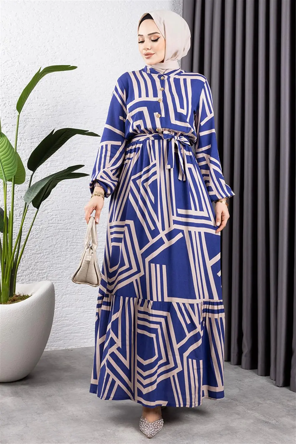 Striped Viscose Dress-detail