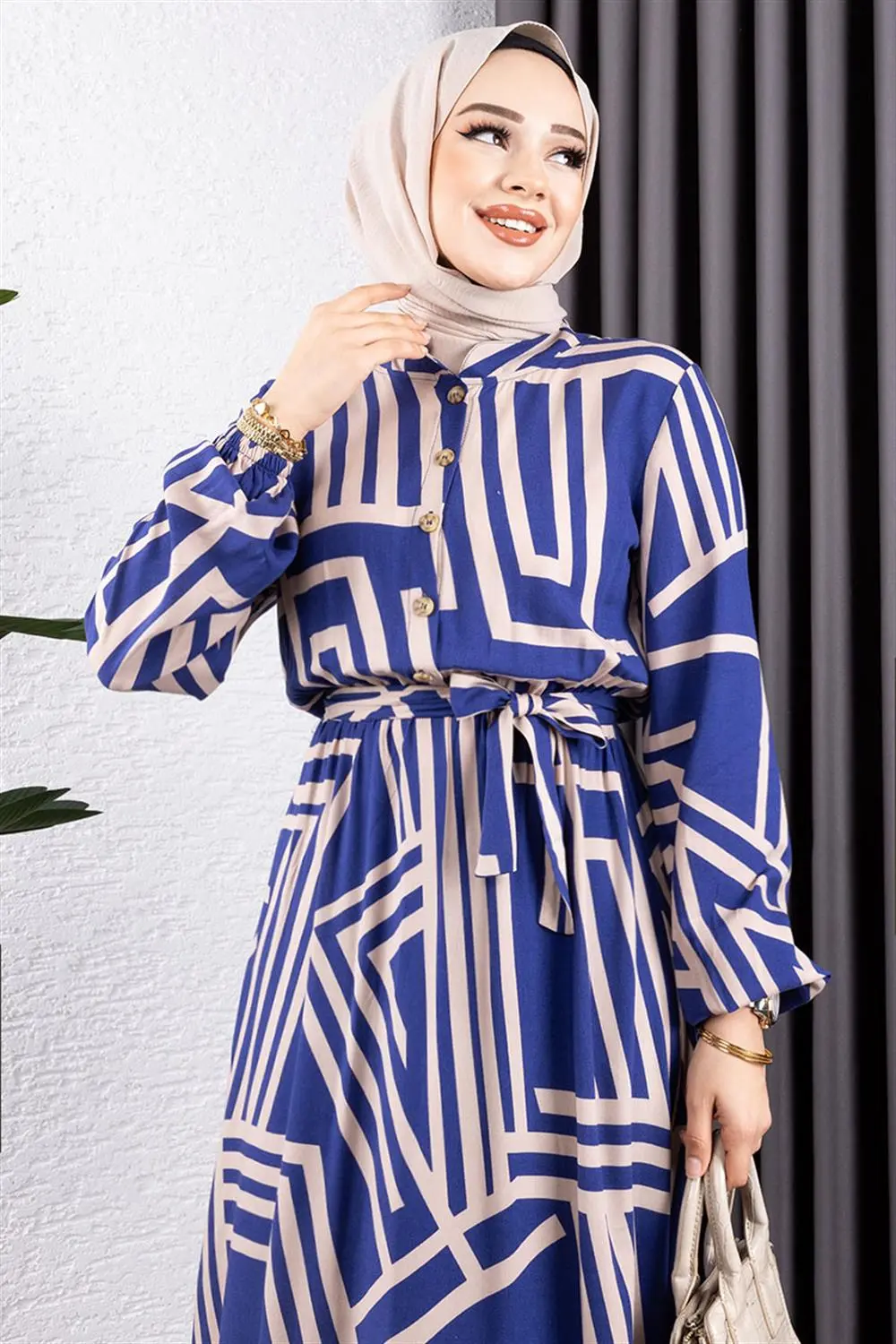 Striped Viscose Dress-detail