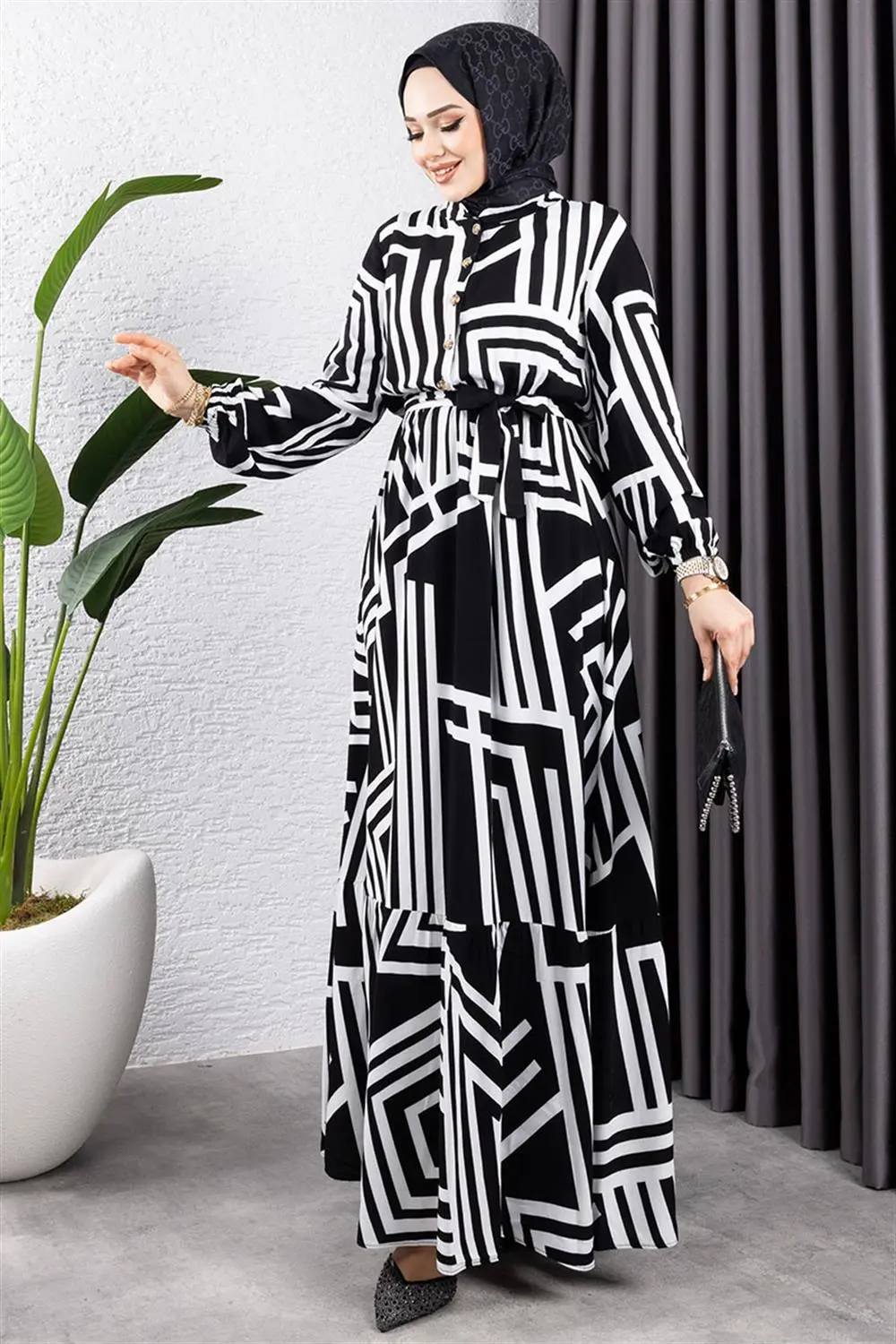 Striped Viscose Dress-detail
