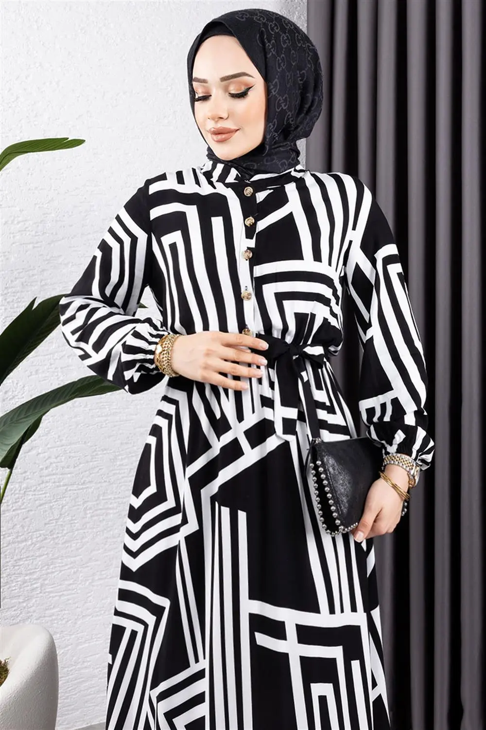Striped Viscose Dress-detail
