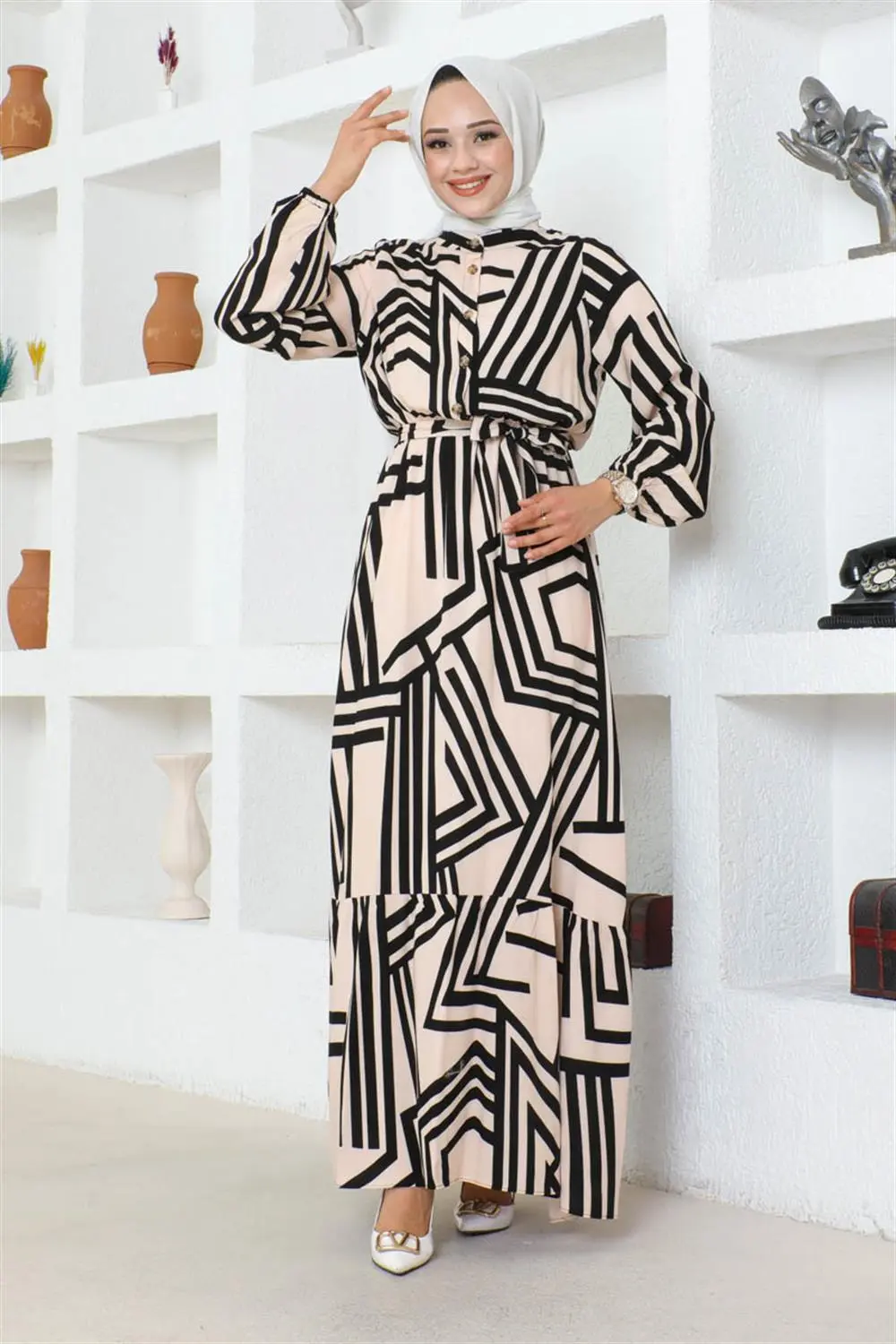 Striped Viscose Dress-detail