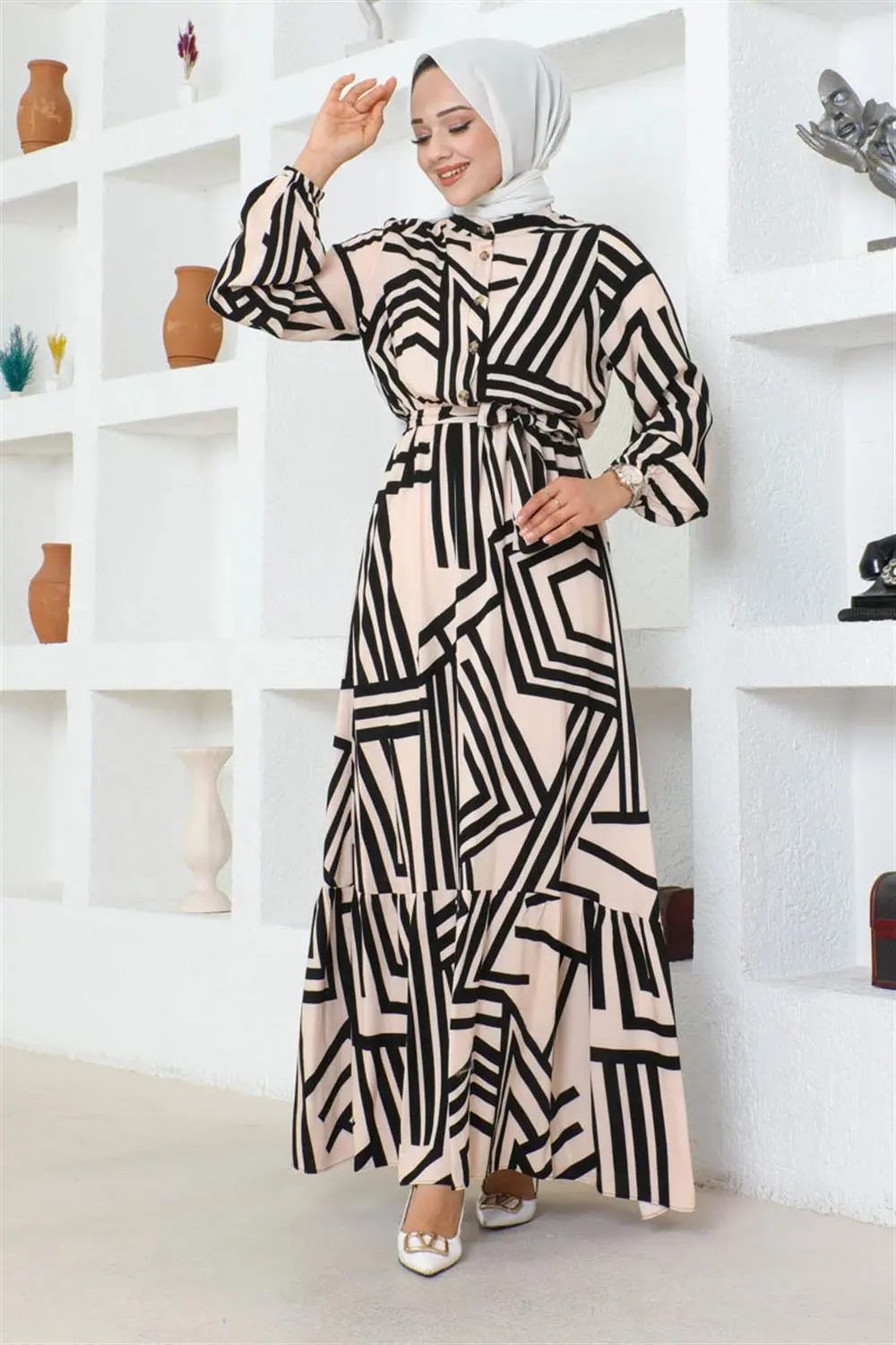 Striped Viscose Dress-detail