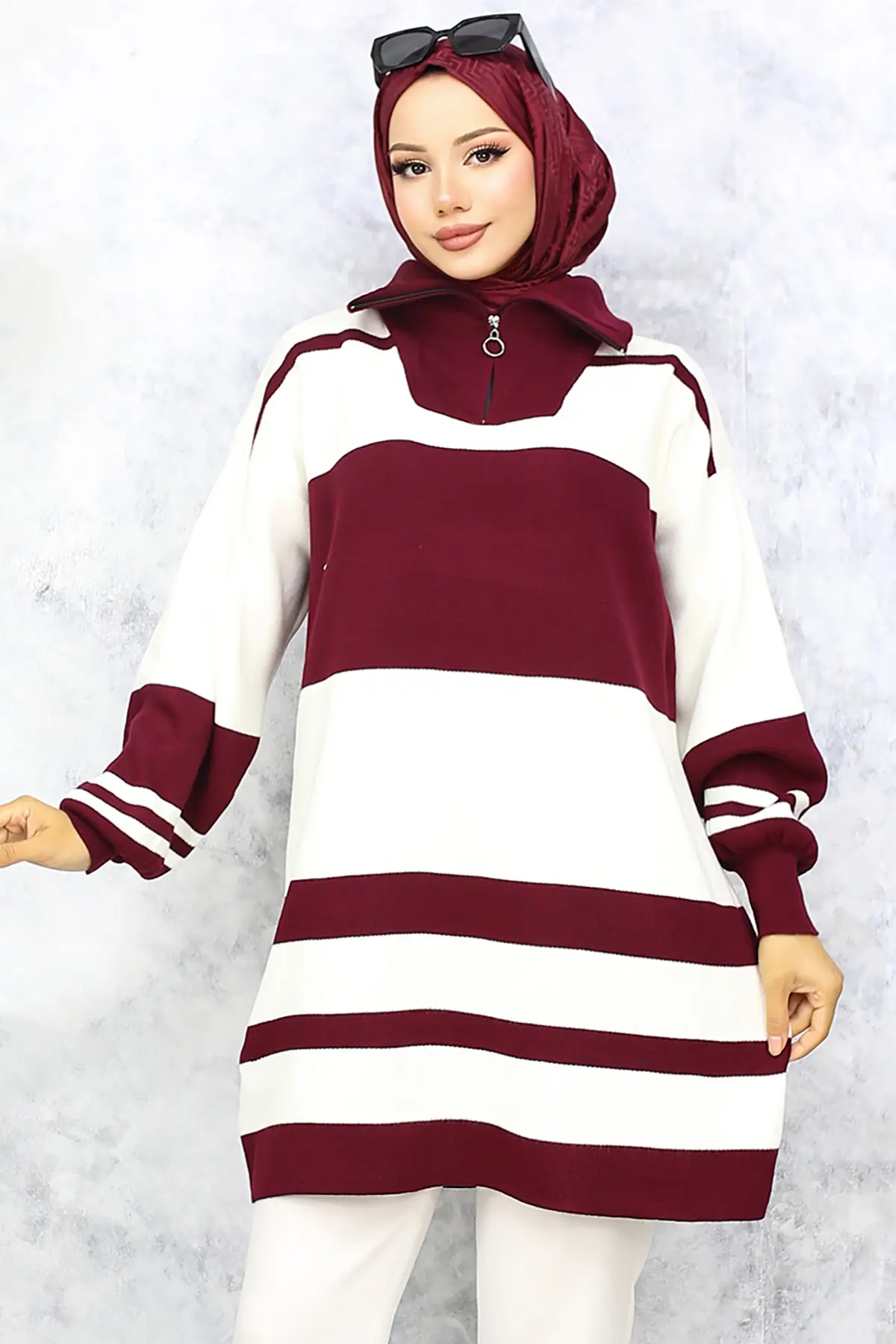 Sweater Tunic With Zipper Neck