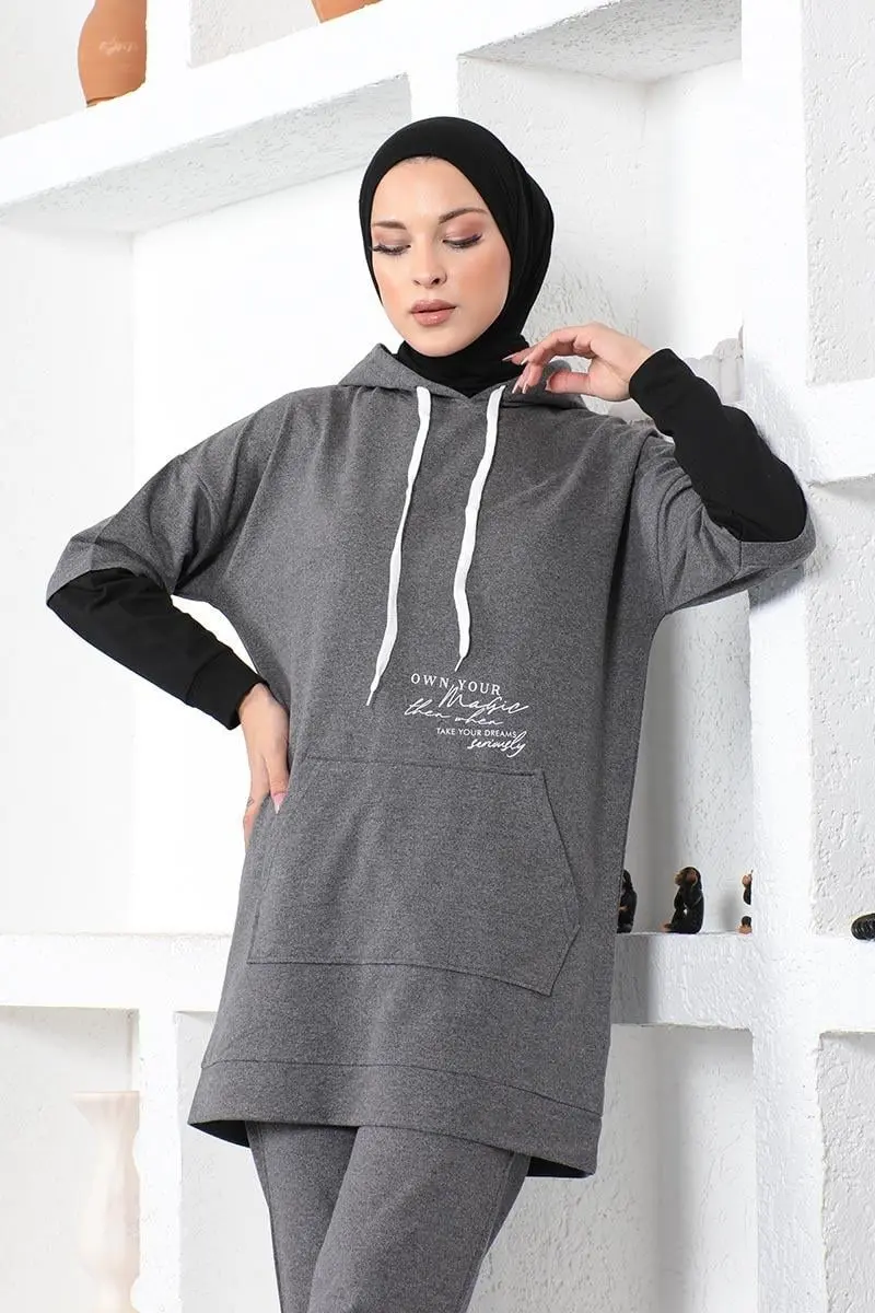 Text Printed Sports Suit-detail