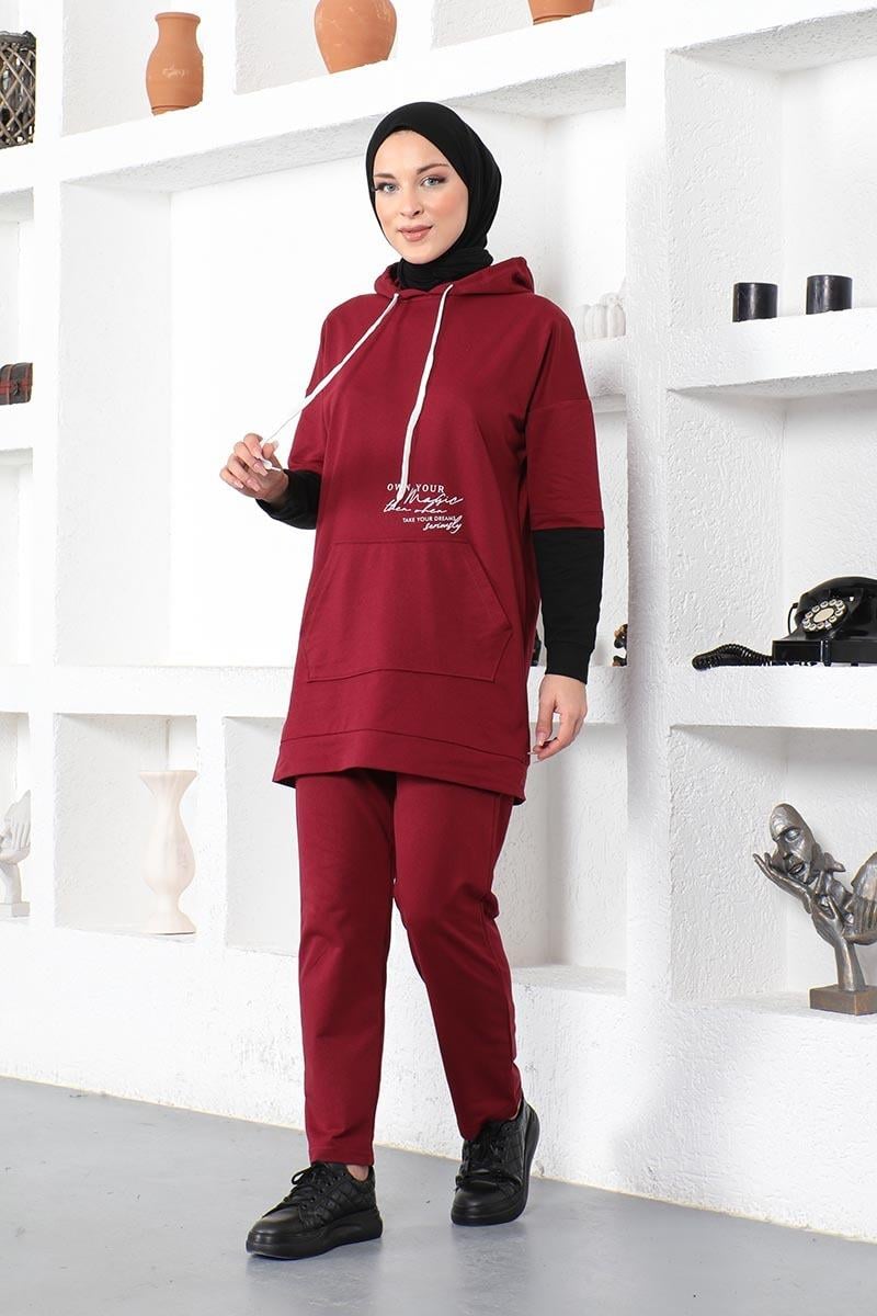 Text Printed Sports Suit