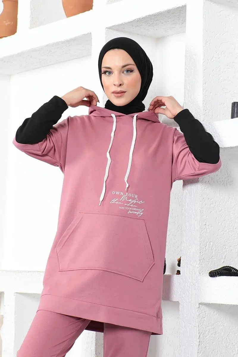 Text Printed Sports Suit-detail