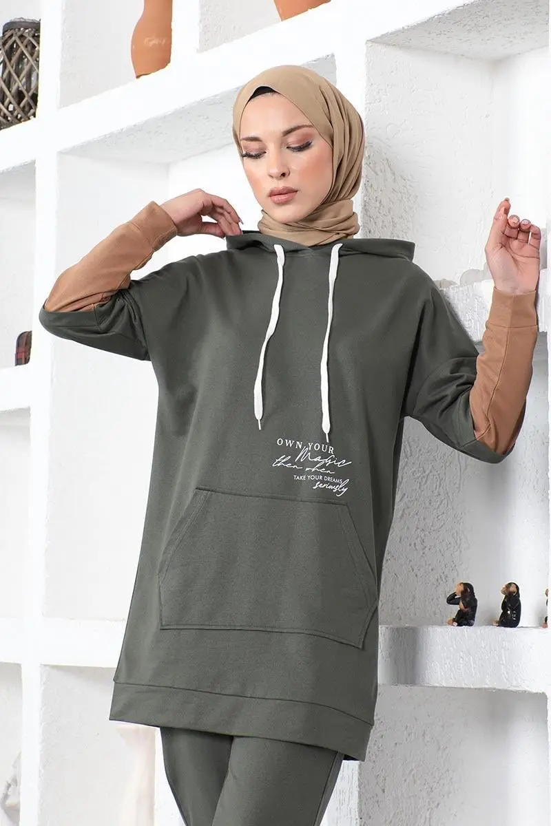 Text Printed Sports Suit-detail