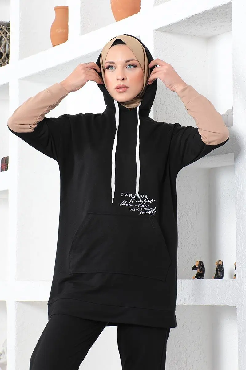 Text Printed Sports Suit-detail