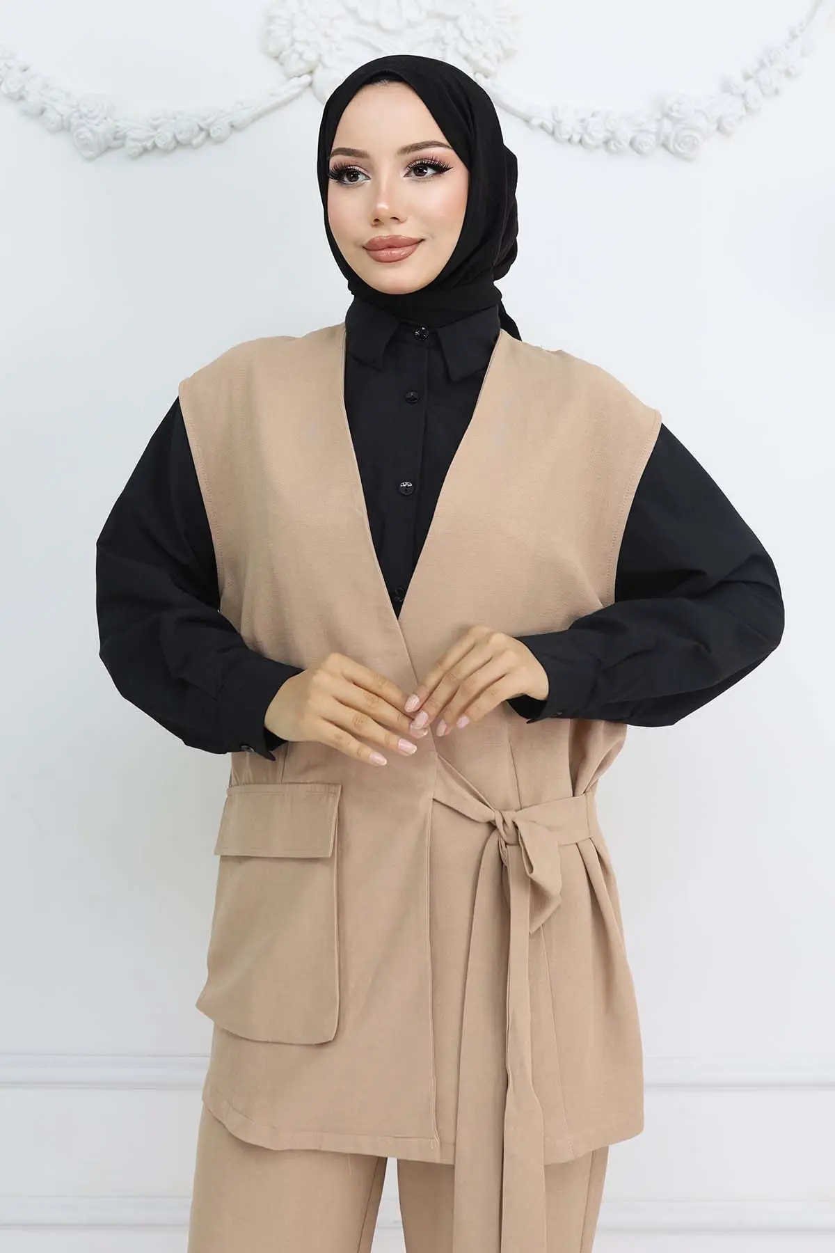 Tied Vest Trouser Set-detail