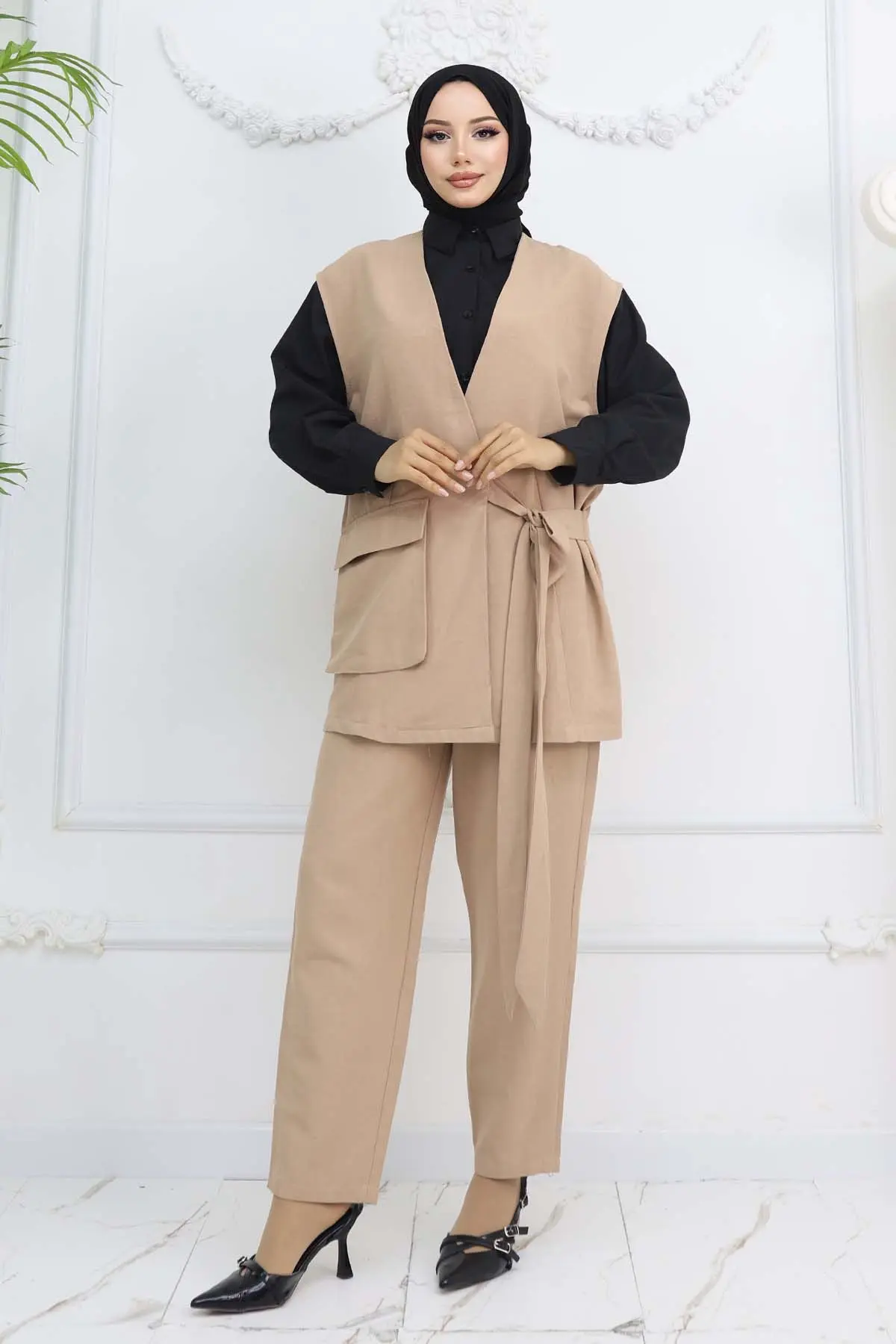 Tied Vest Trouser Set-detail
