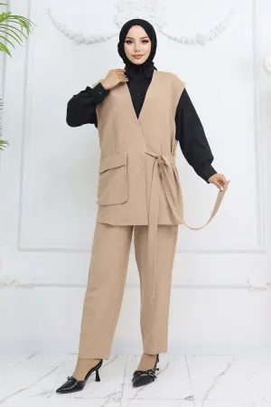 Tied Vest Trouser Set
