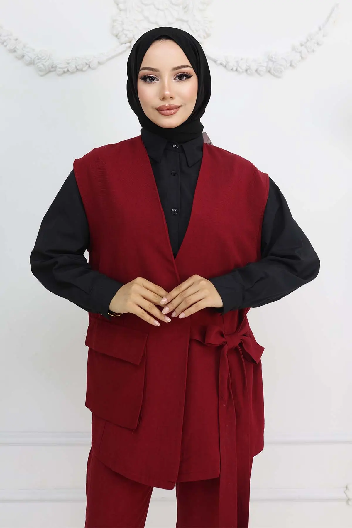 Tied Vest Trouser Set-detail