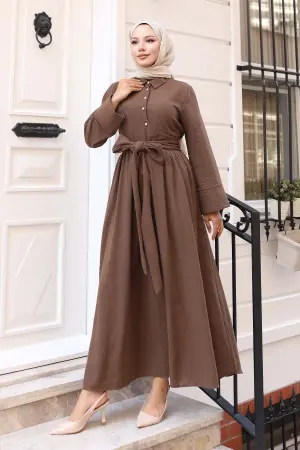 Tied Waist Hijab Dress