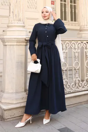 Tied Waist Hijab Dress