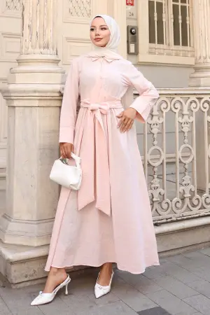 Tied Waist Hijab Dress