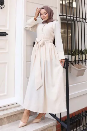Tied Waist Hijab Dress