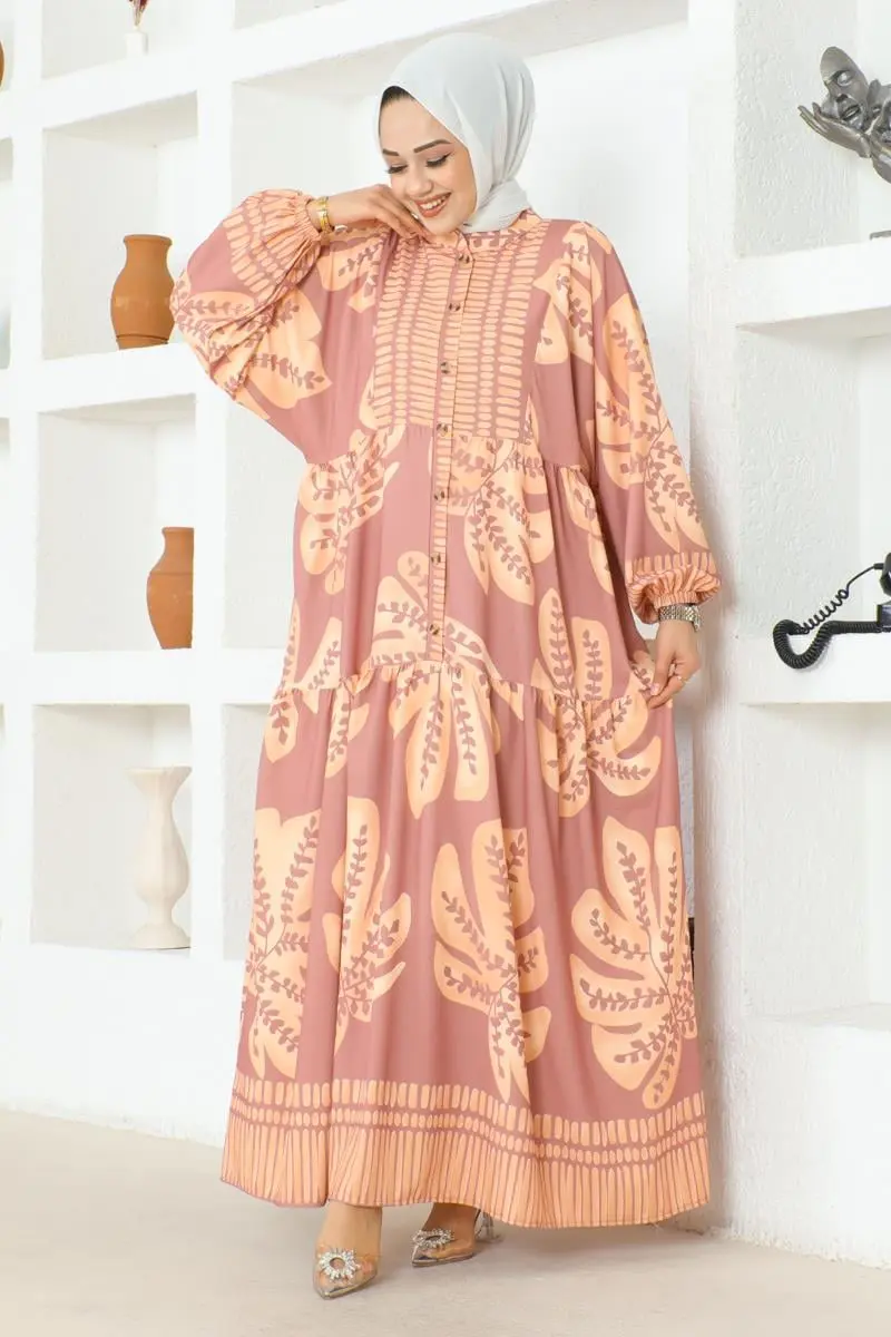 Tropical Patterned Hijab Dress-detail