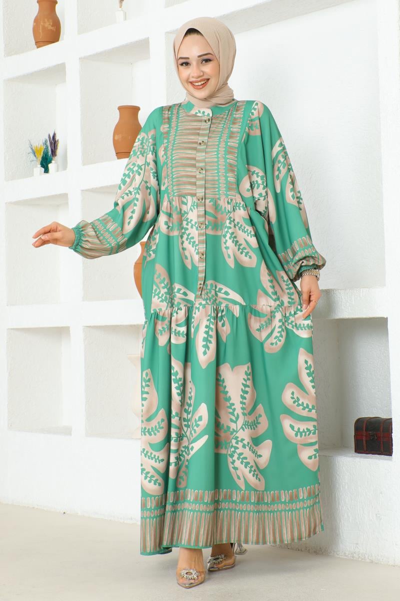 Tropical Patterned Hijab Dress
