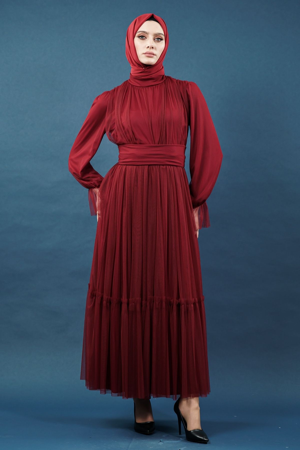 Tulle Claret Red Color Dress