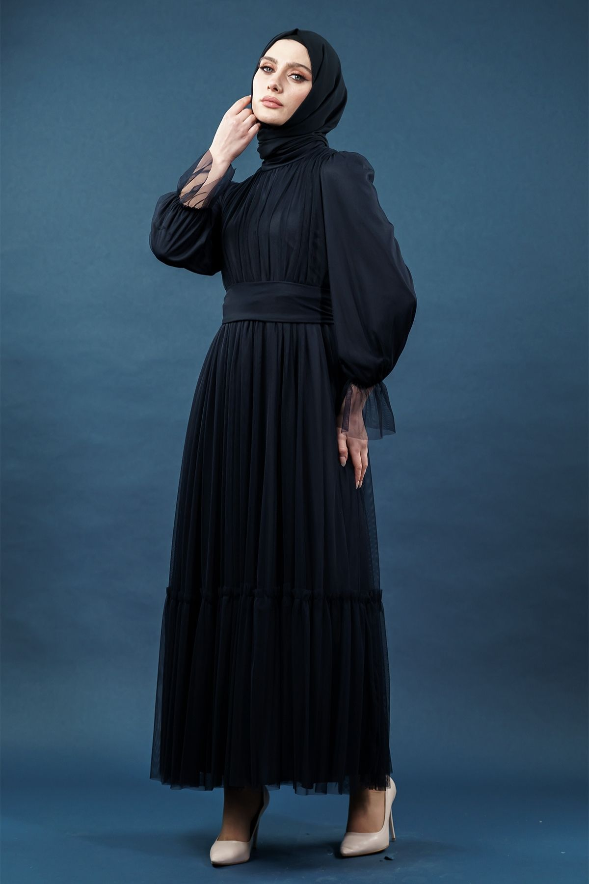 Tulle Navy Blue Color Dress