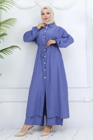 Tunic Trouser Suit With Side Slit Detail