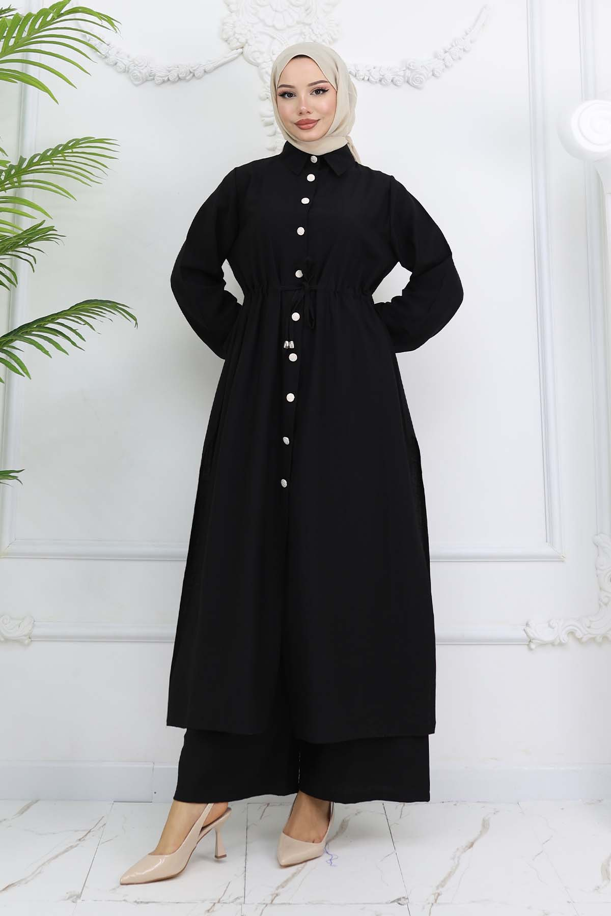 Tunic Trouser Suit With Side Slit Detail
