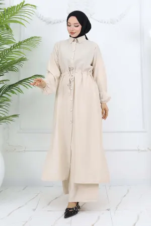Tunic Trouser Suit With Side Slit Detail
