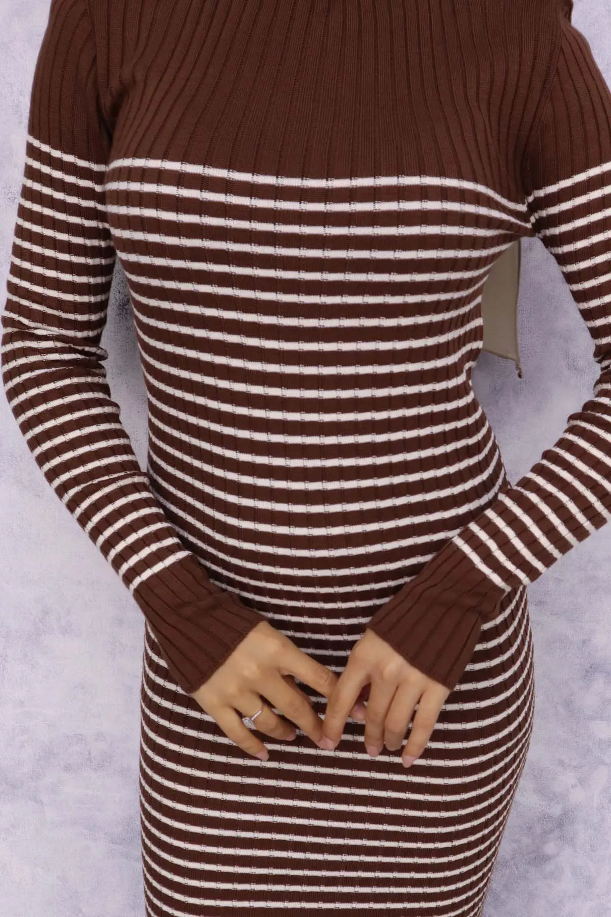 Turtleneck Striped Dress-detail