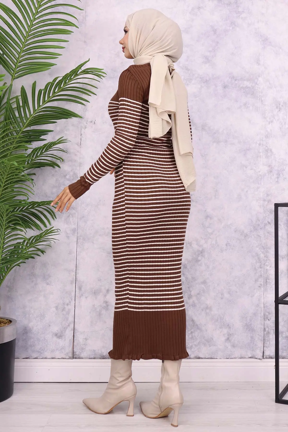 Turtleneck Striped Dress-detail