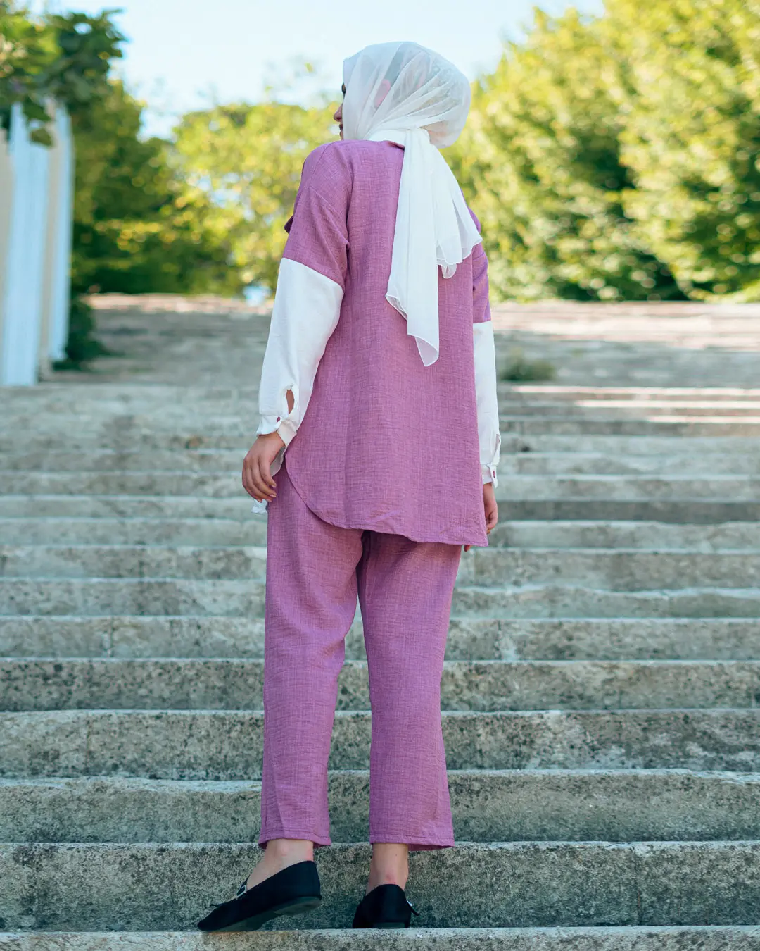 Two-color Linen Double Set-detail