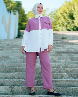 Two-color Linen Double Set