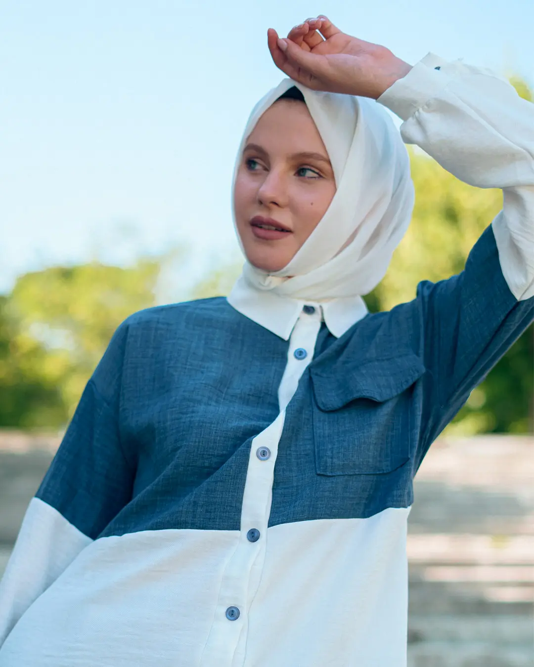 Two-color Linen Double Set-detail