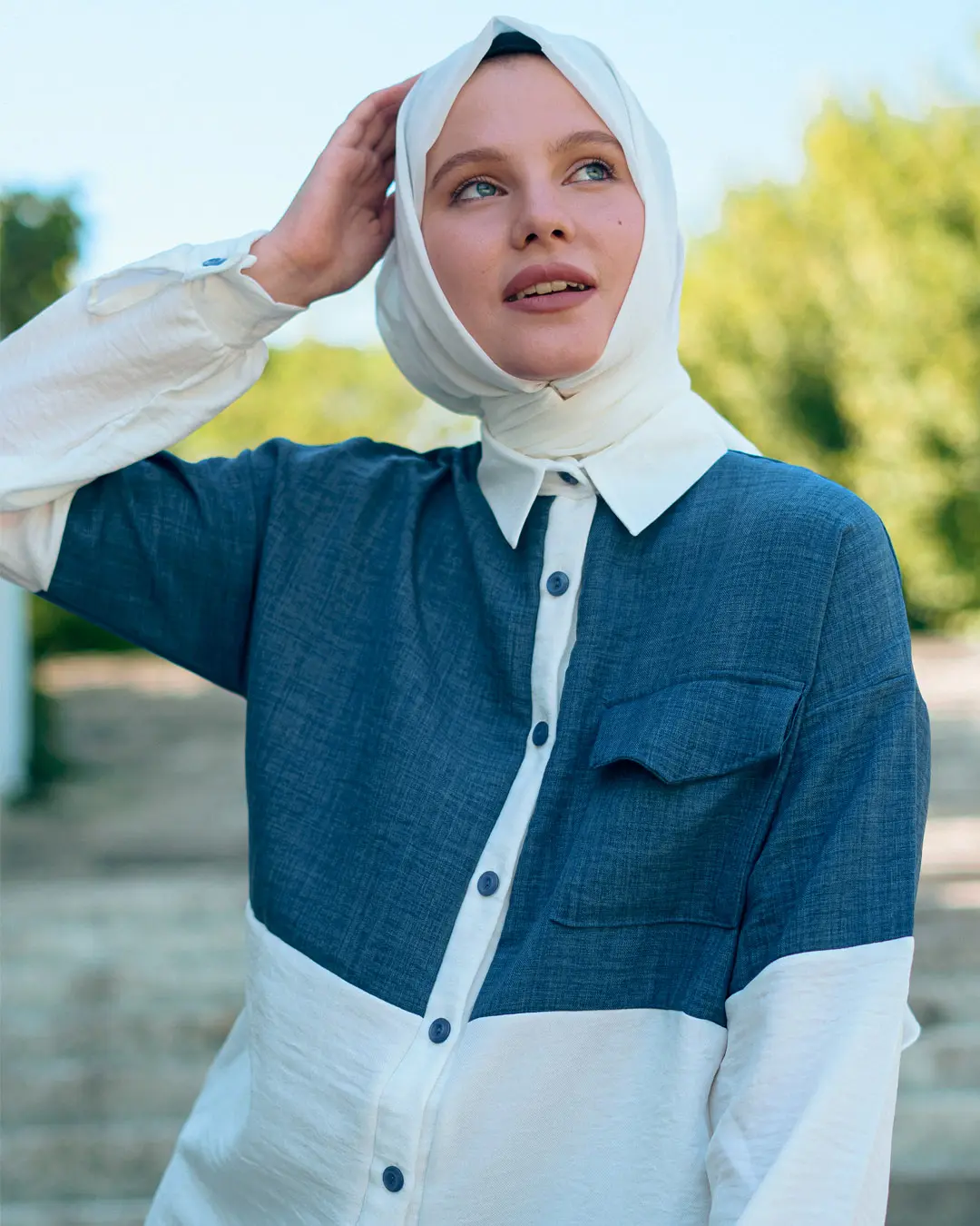 Two-color Linen Double Set-detail