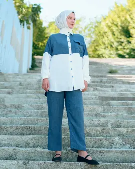 Two-color Linen Double Set