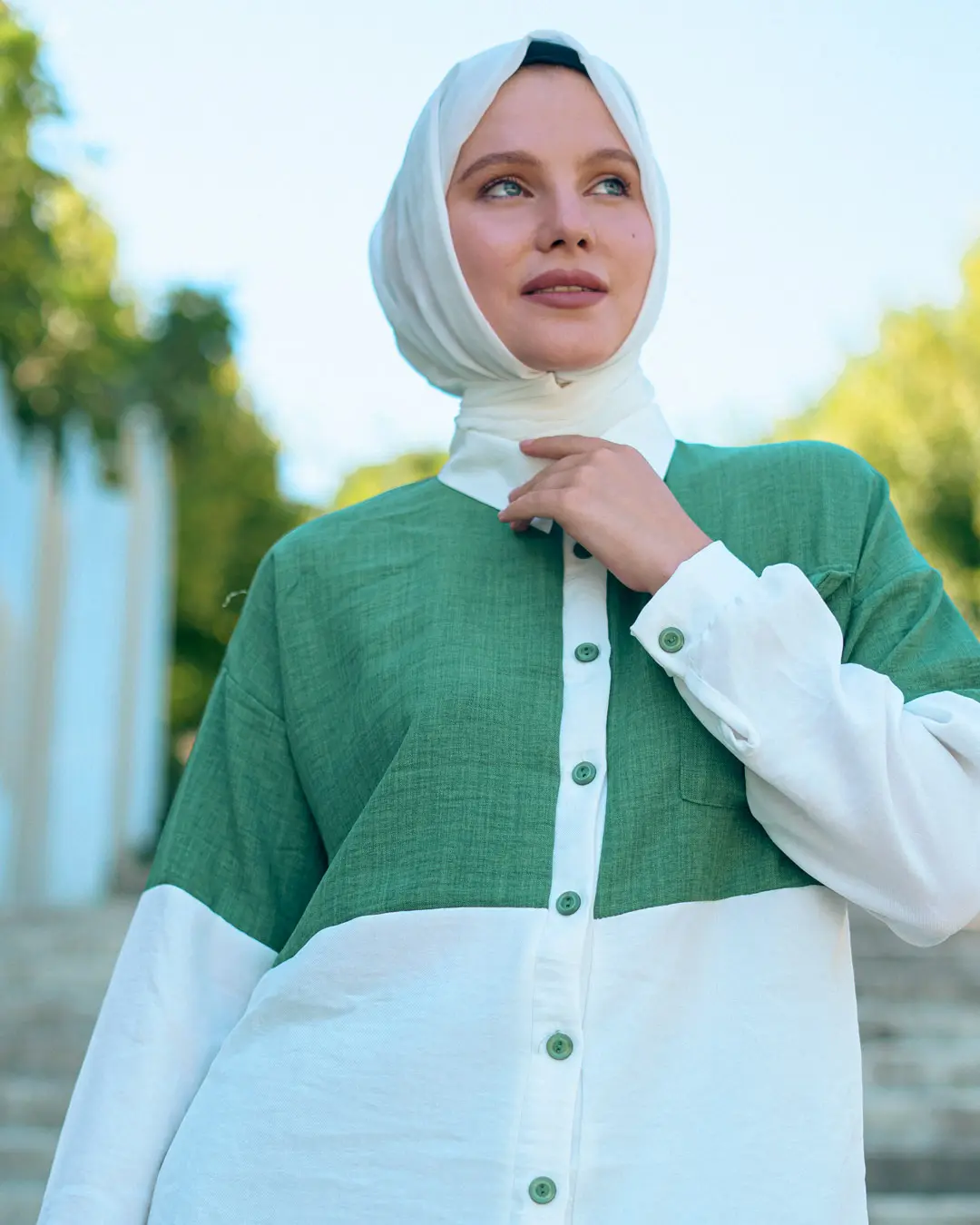 Two-color Linen Double Set-detail