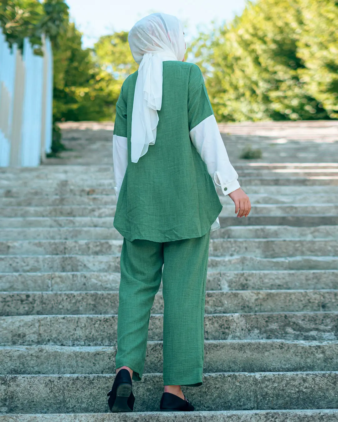 Two-color Linen Double Set-detail