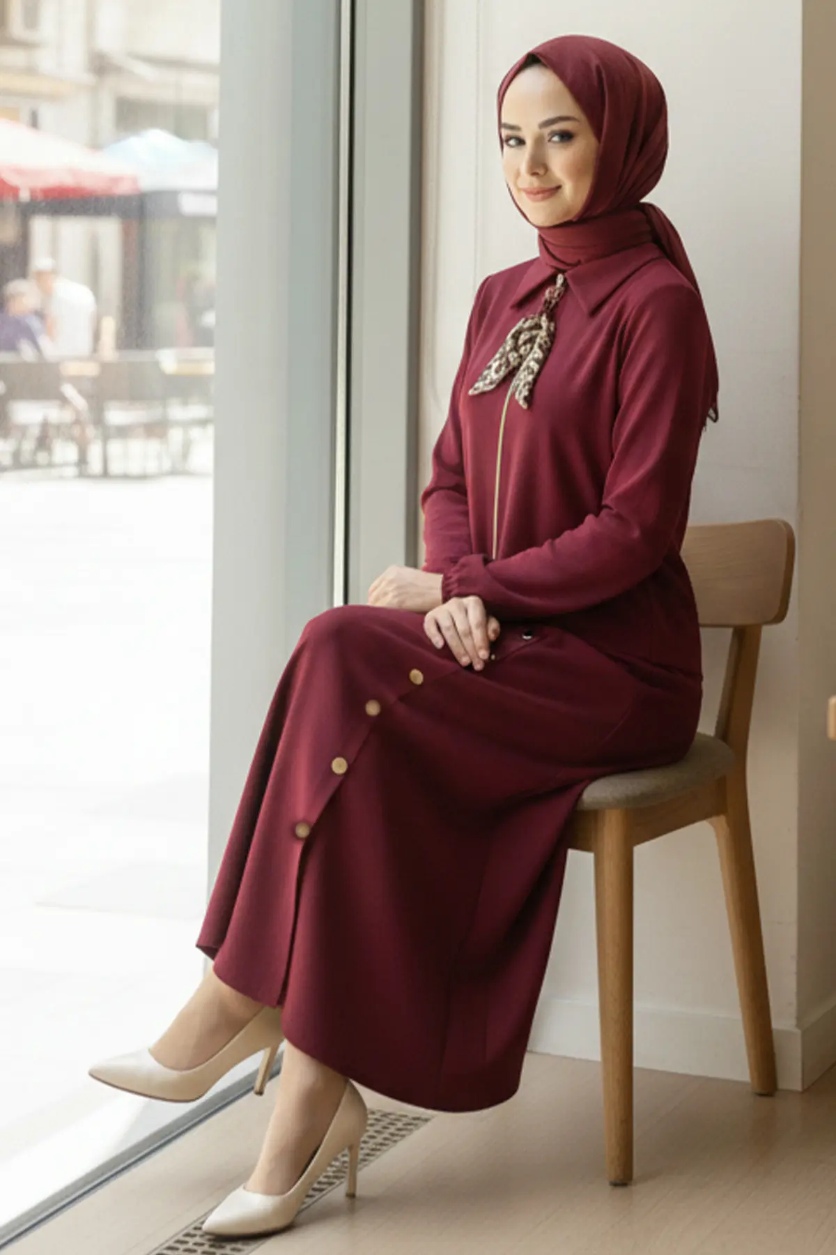 Two-piece Hijab Set With Scarf-detail