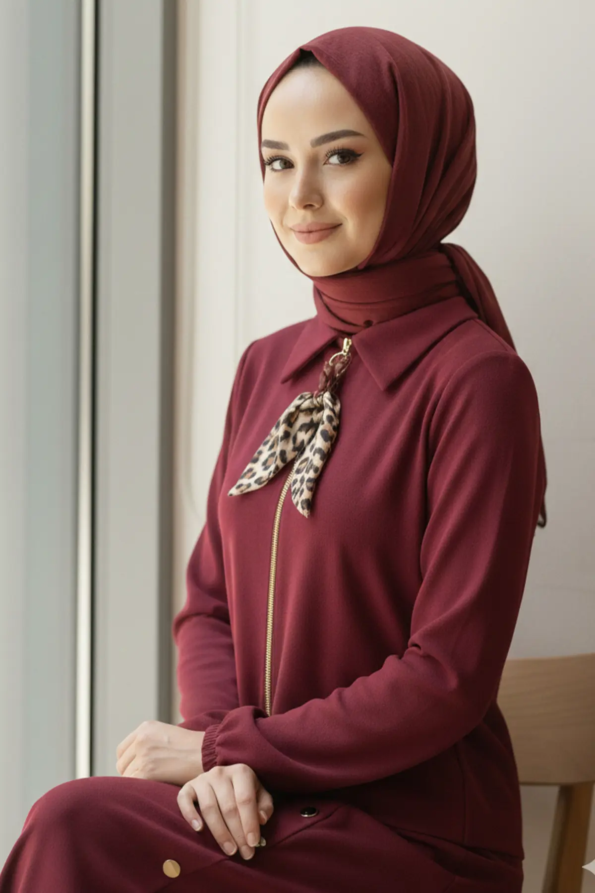 Two-piece Hijab Set With Scarf-detail