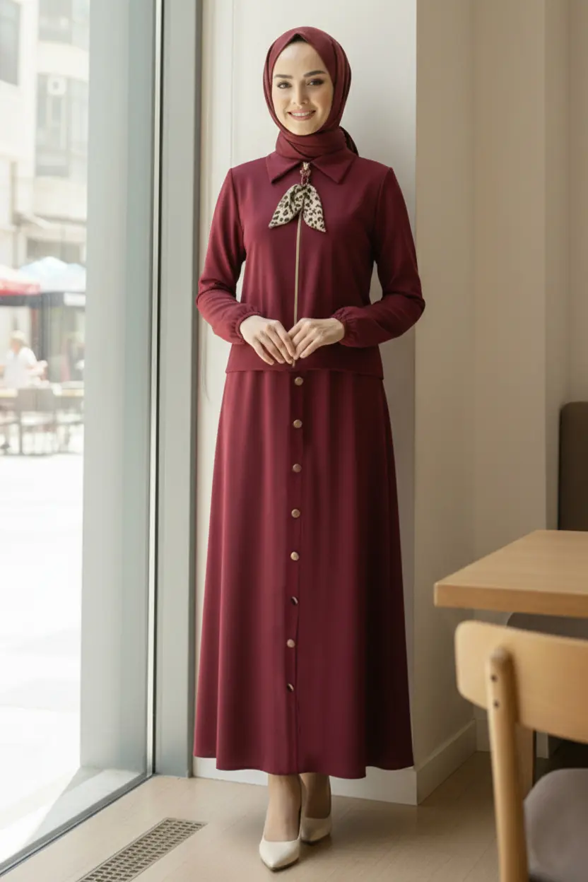 Two-piece Hijab Set With Scarf