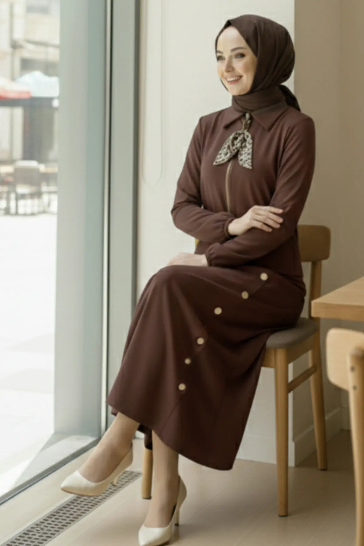 Two-piece Hijab Set With Scarf-detail